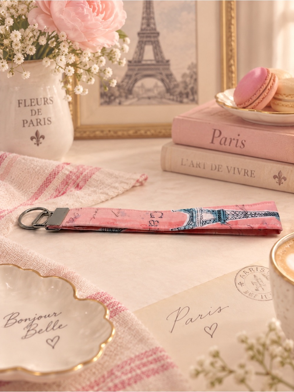 Paris Inspired Keychain Wristlet
